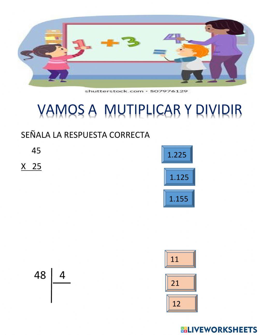 Ejercicios de multiplicación y división