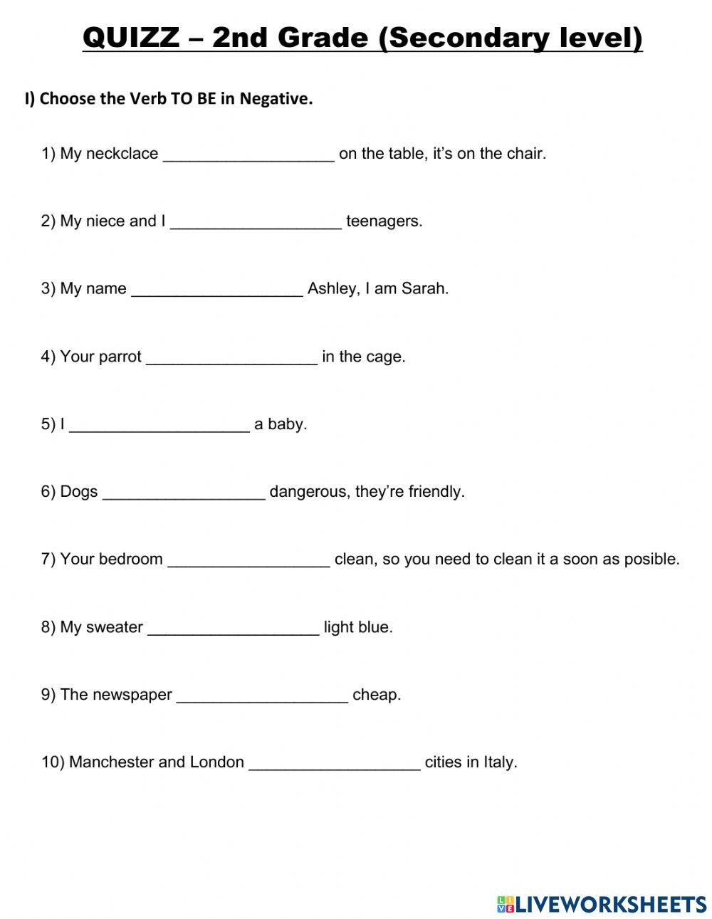 QUIZ - 2nd Grade Secondary worksheet | Live Worksheets