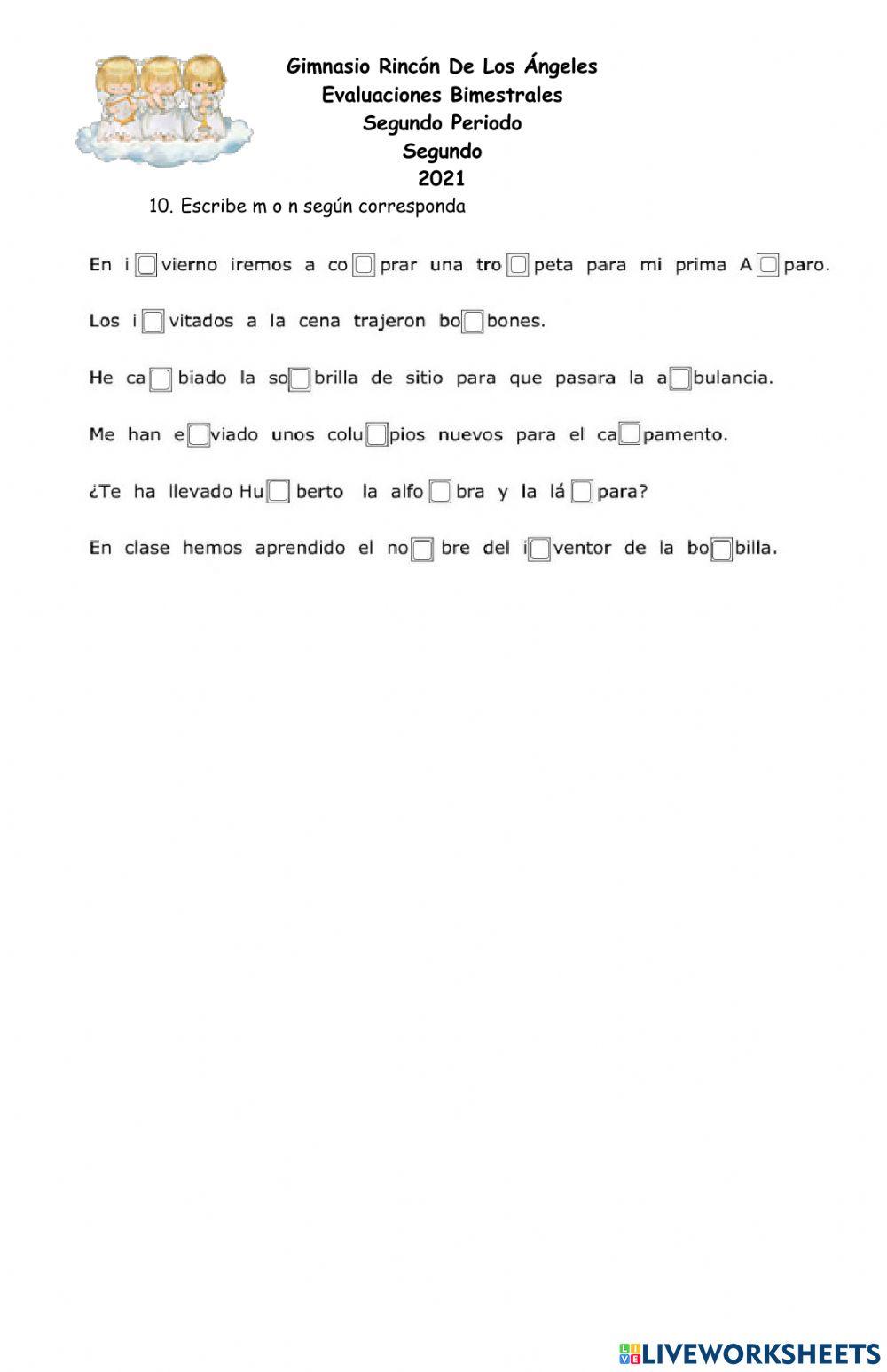 Evaluacion de español II