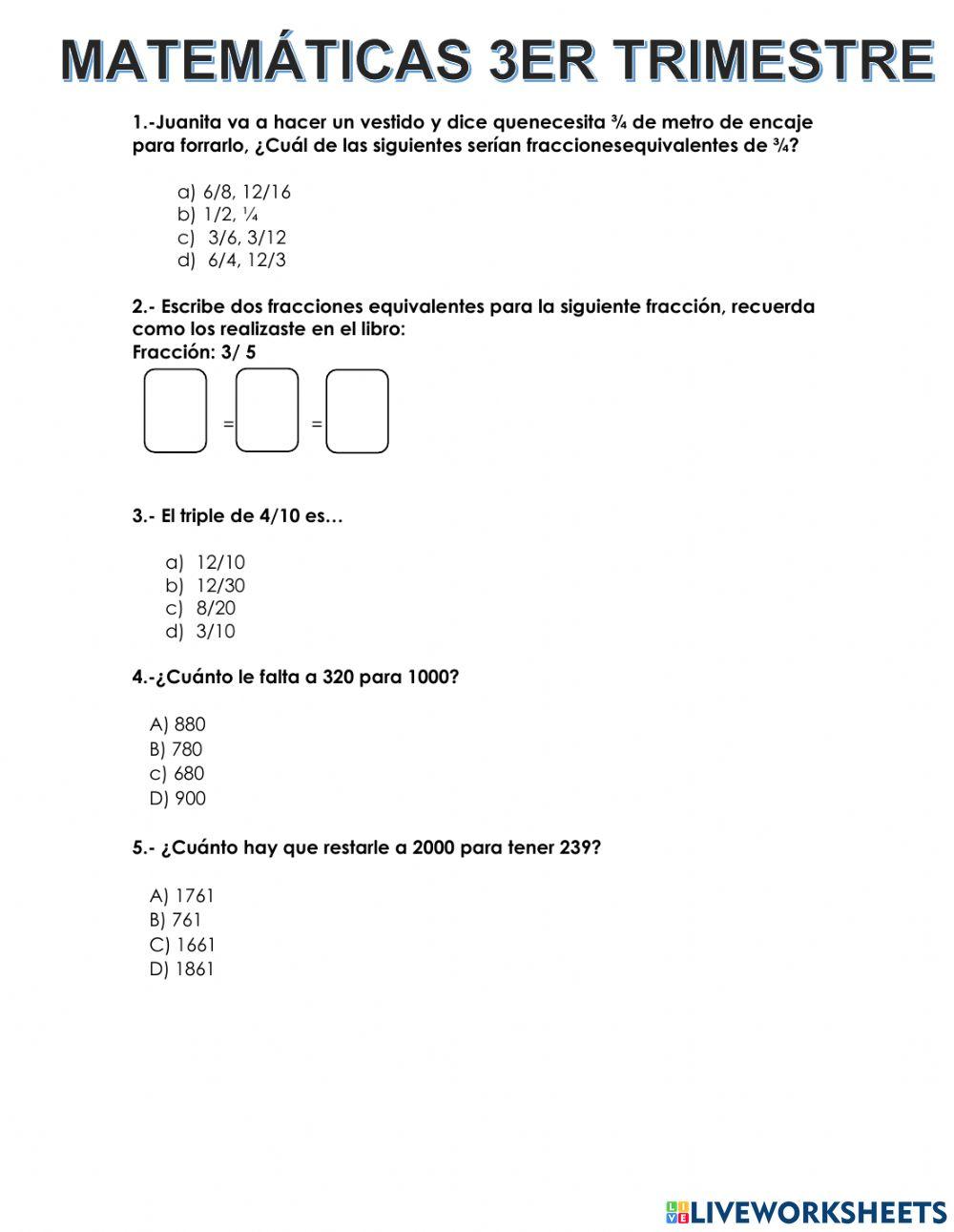 Evaluación tercer trimestre
