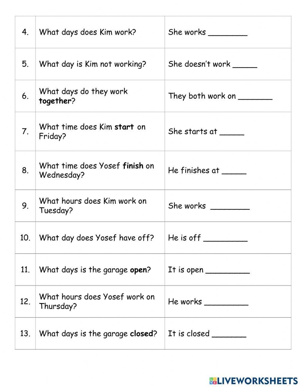 Reading a work schedule test 6634112 eva wallace live