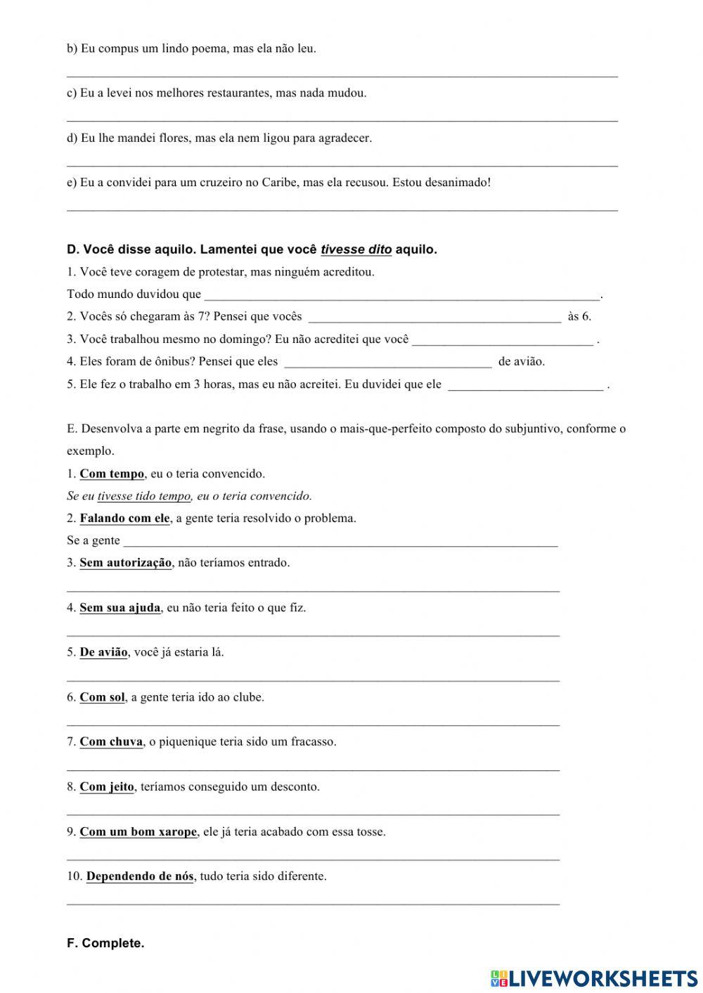 Tempos compostos do subjuntivo