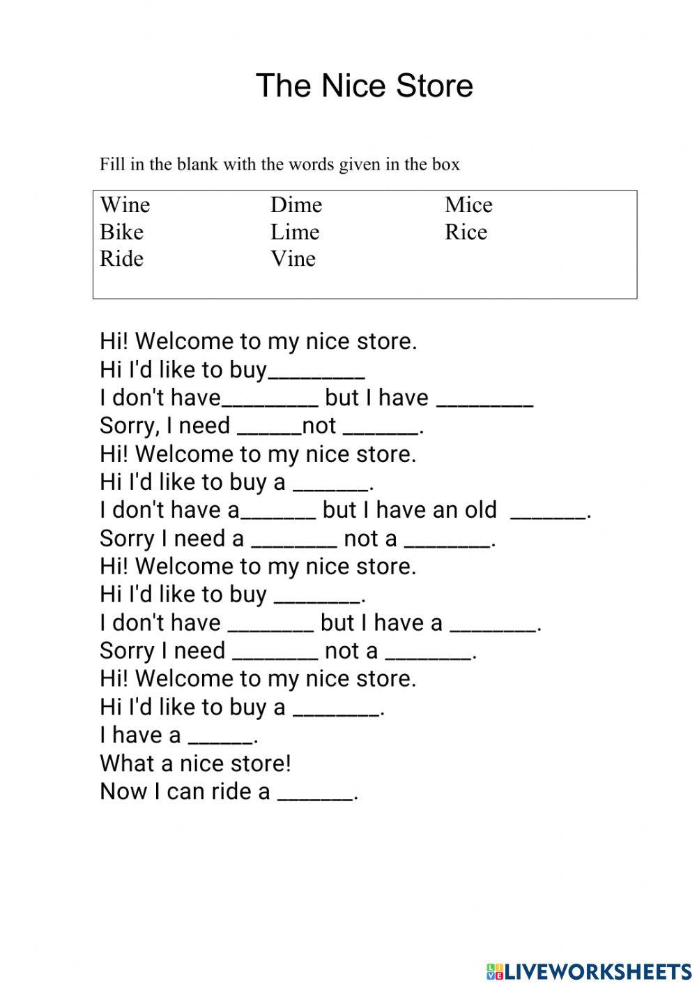 Phonic Story: A Nice Store