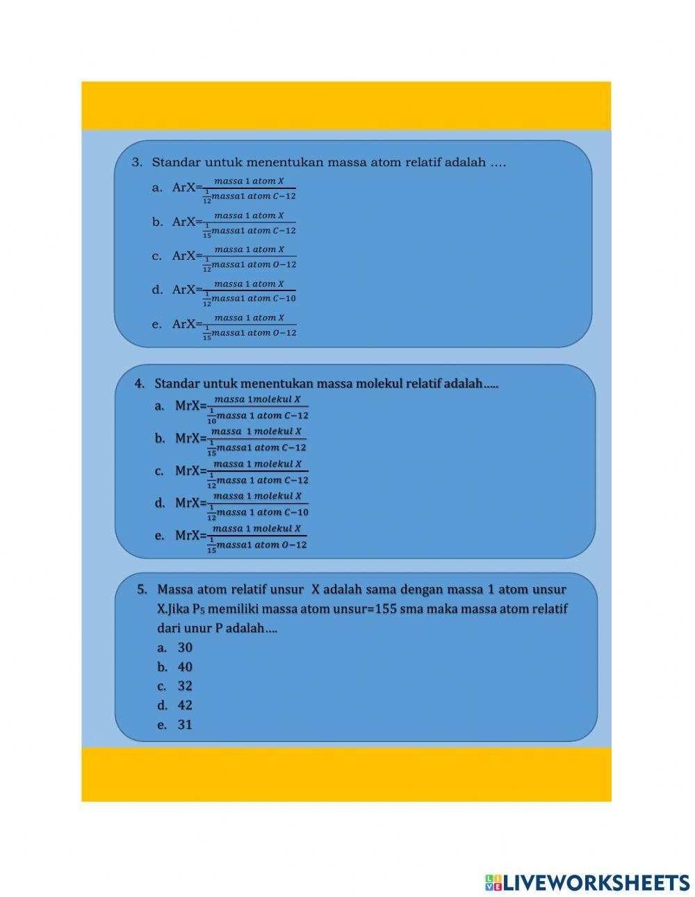 Evaluasi massa atom relatif&massa molekul relatif
