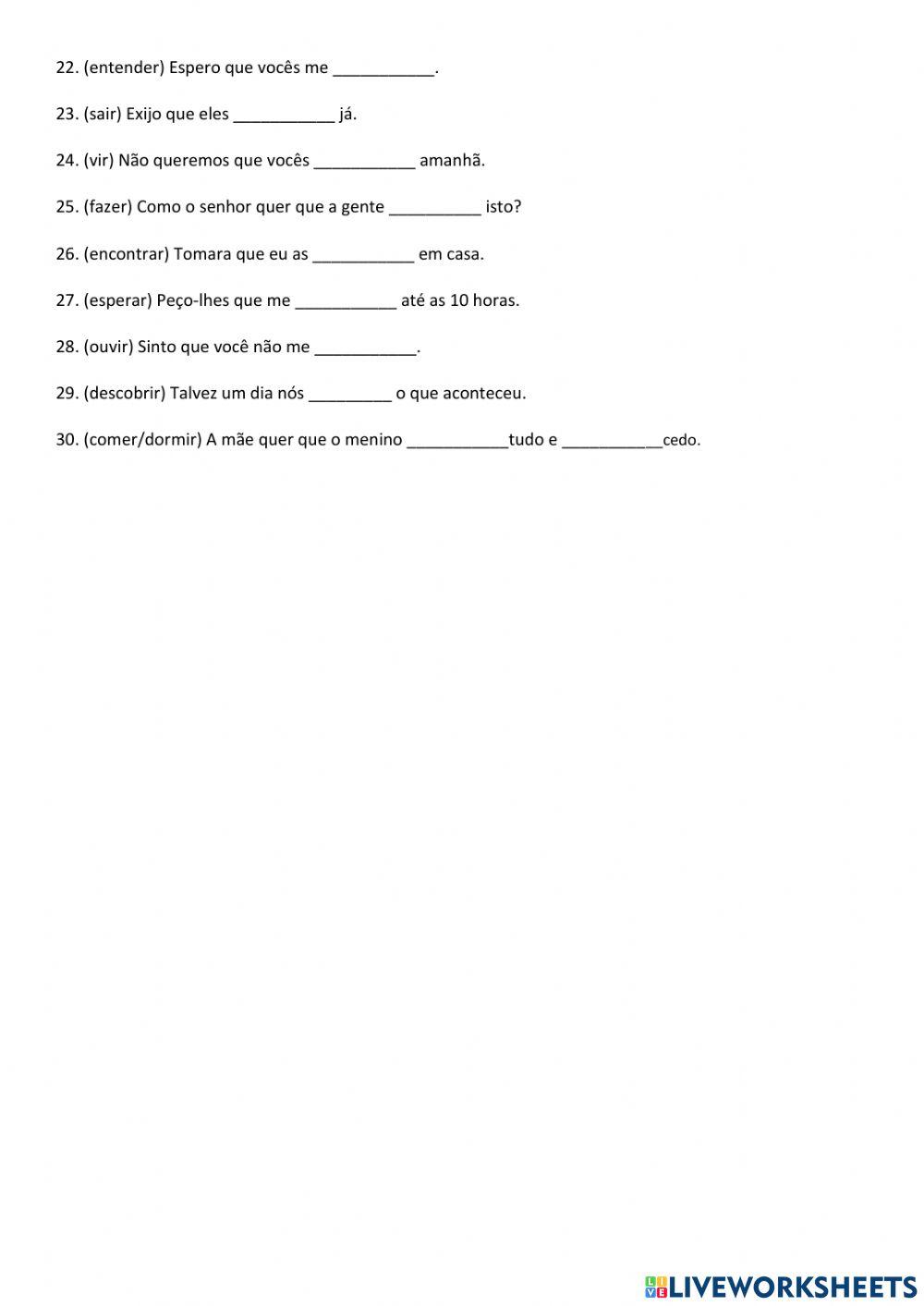 O Presente do subjuntivo completo