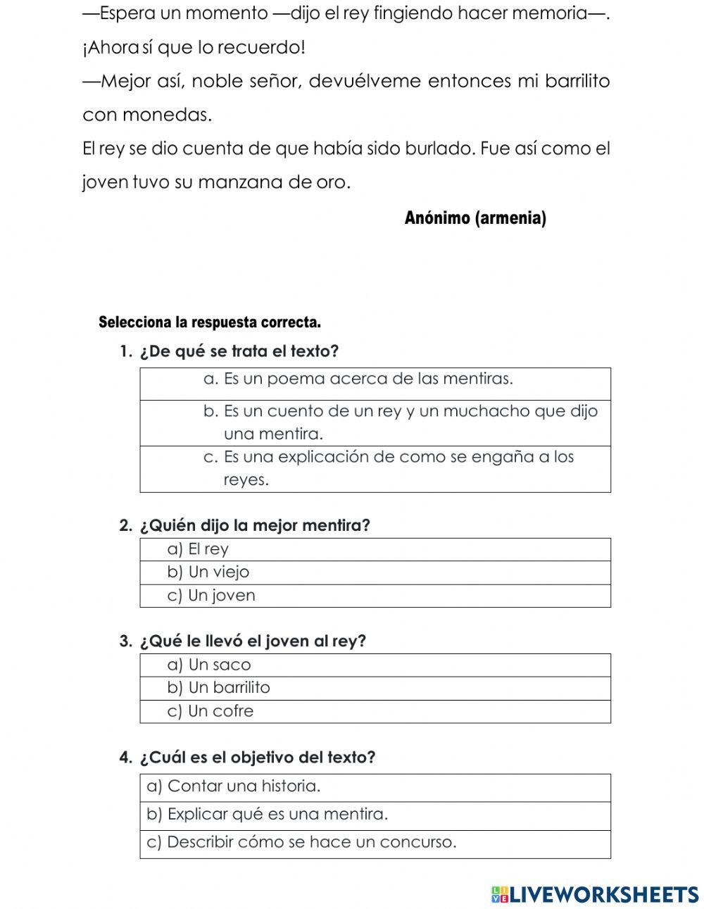 Lectura de comprensión