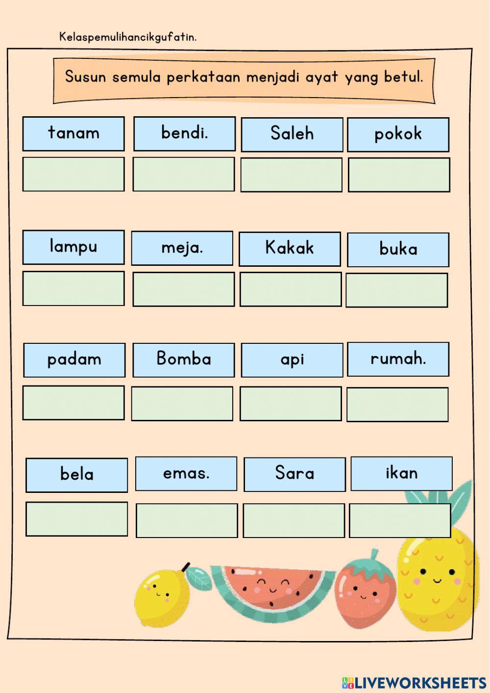 Menyusun semula perkataan menjadi ayat