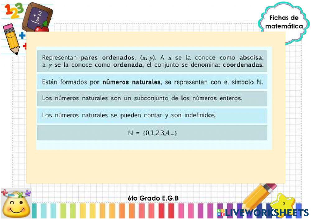 Plano cartesiano con números naturales