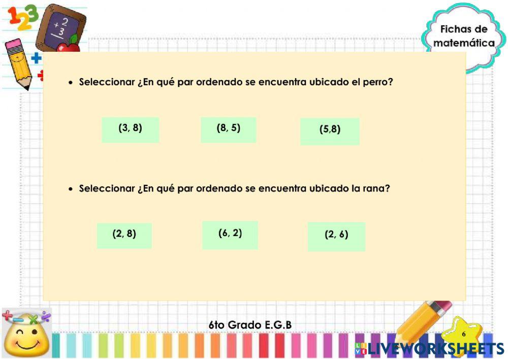 Plano cartesiano con números naturales