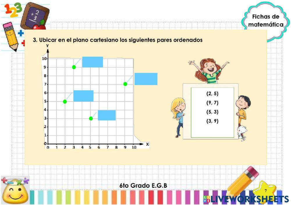 Plano cartesiano con números naturales