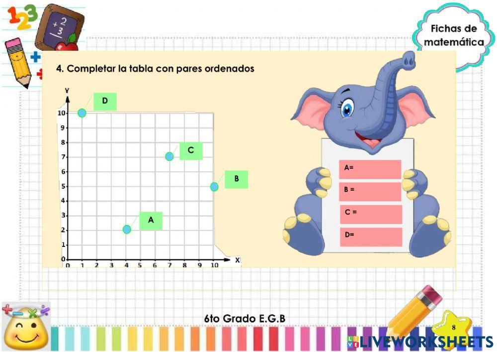 Plano cartesiano con números naturales