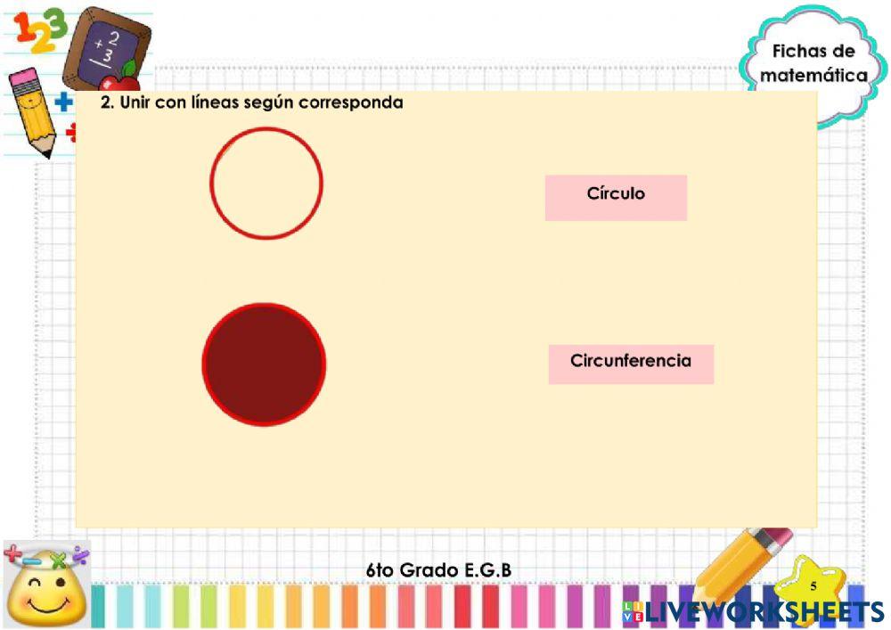Elementos de un círculo y la circunferencia