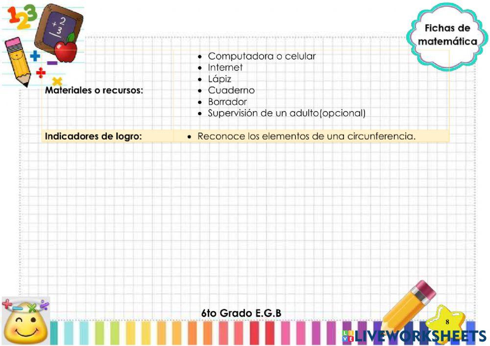 Elementos de un círculo y la circunferencia