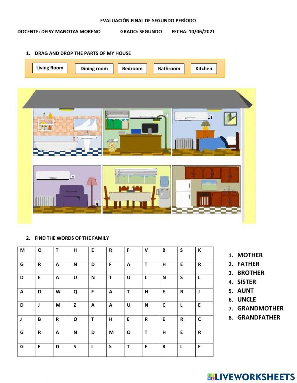 Examen final de inglés - segundo período