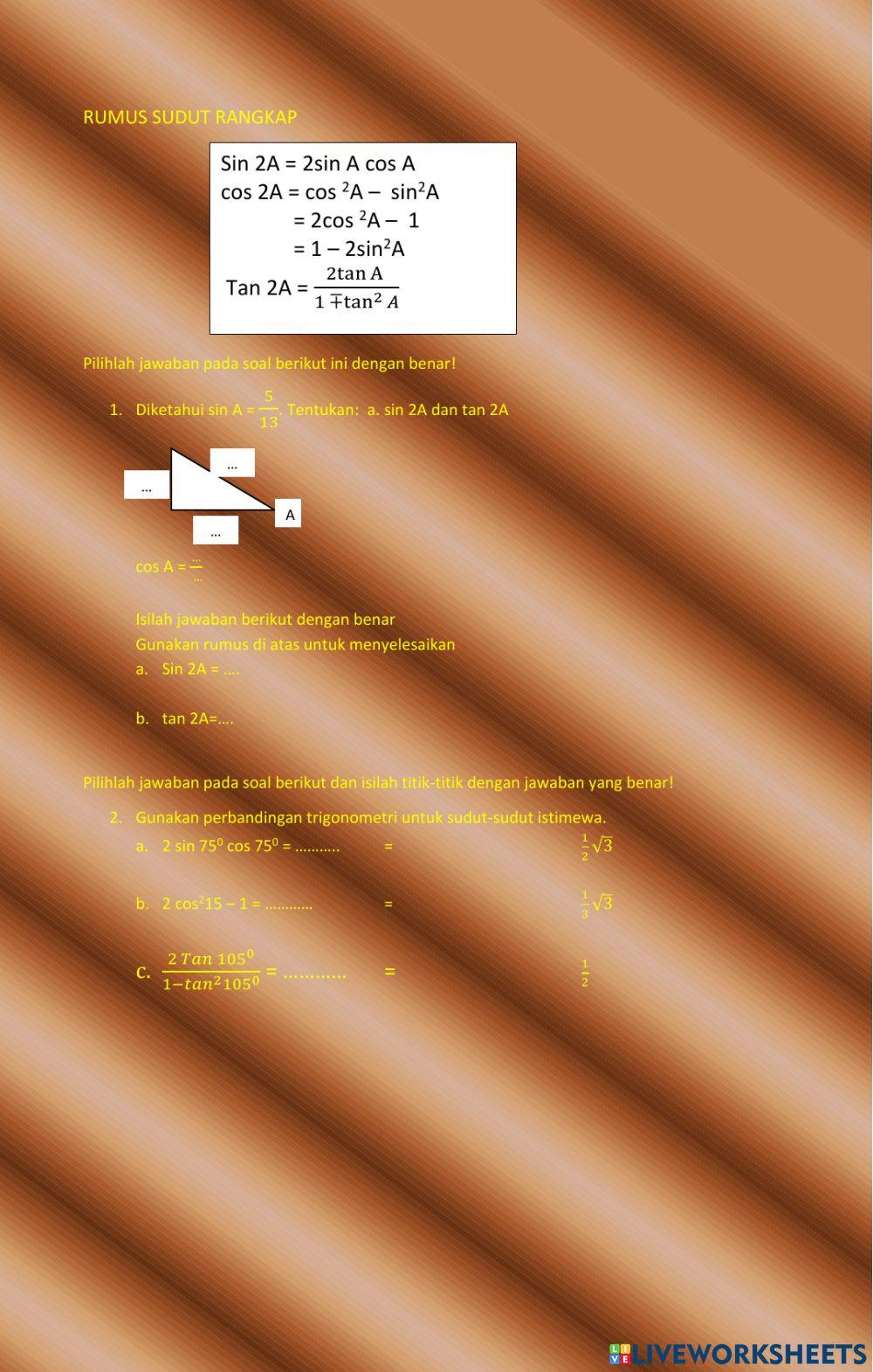 Lkpd rumus jumlah dan selisih dua sudut