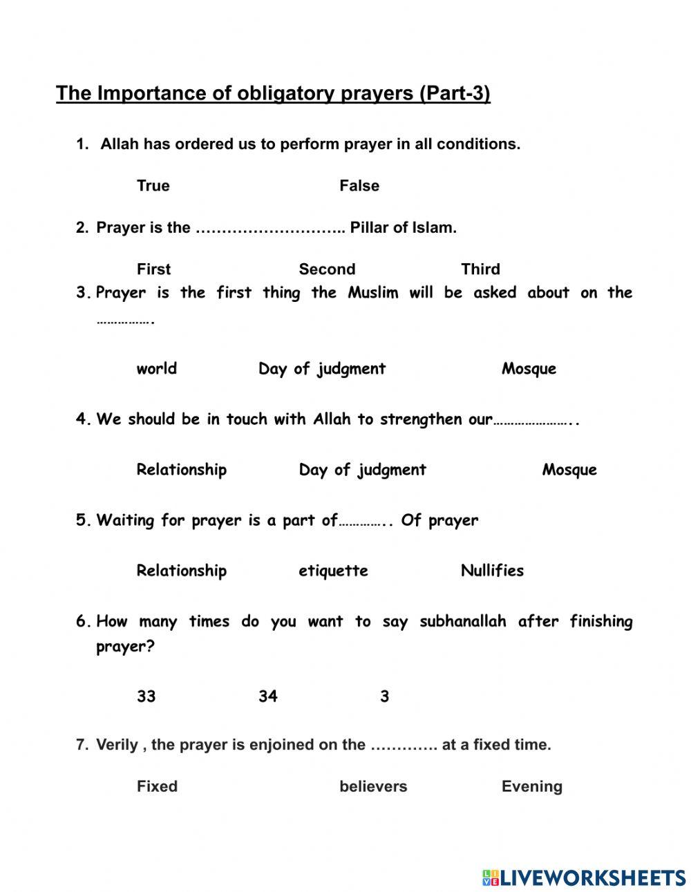 Etiquette of obligatory prayers-part 3