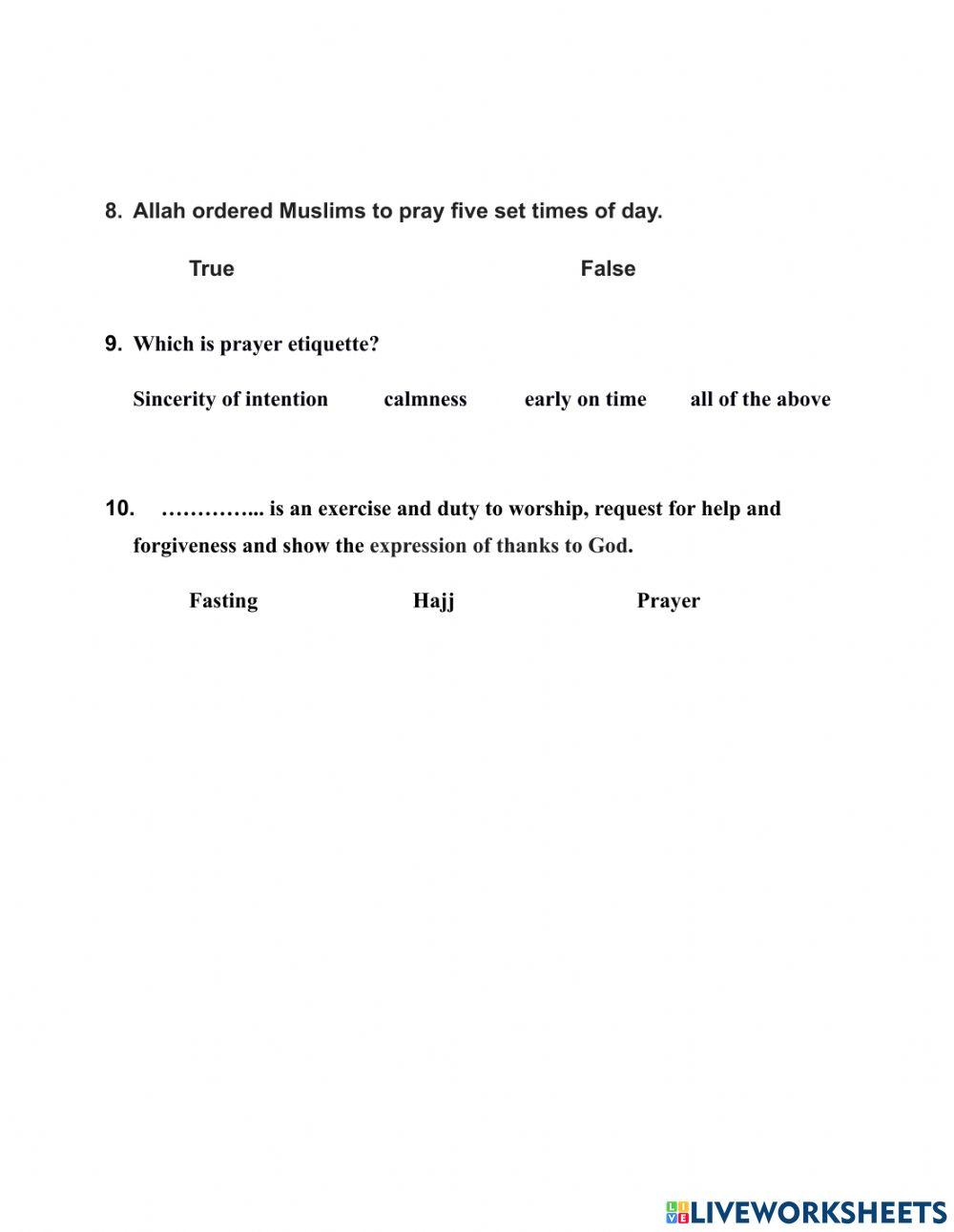 Etiquette of obligatory prayers-part 3