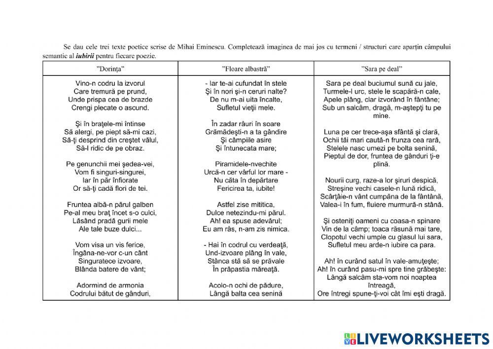 Ficțiune literară: tema iubirii