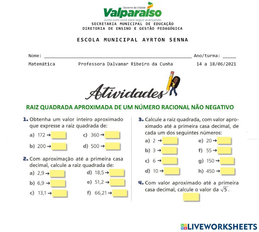 Raiz quadrada aproximada de números racionais