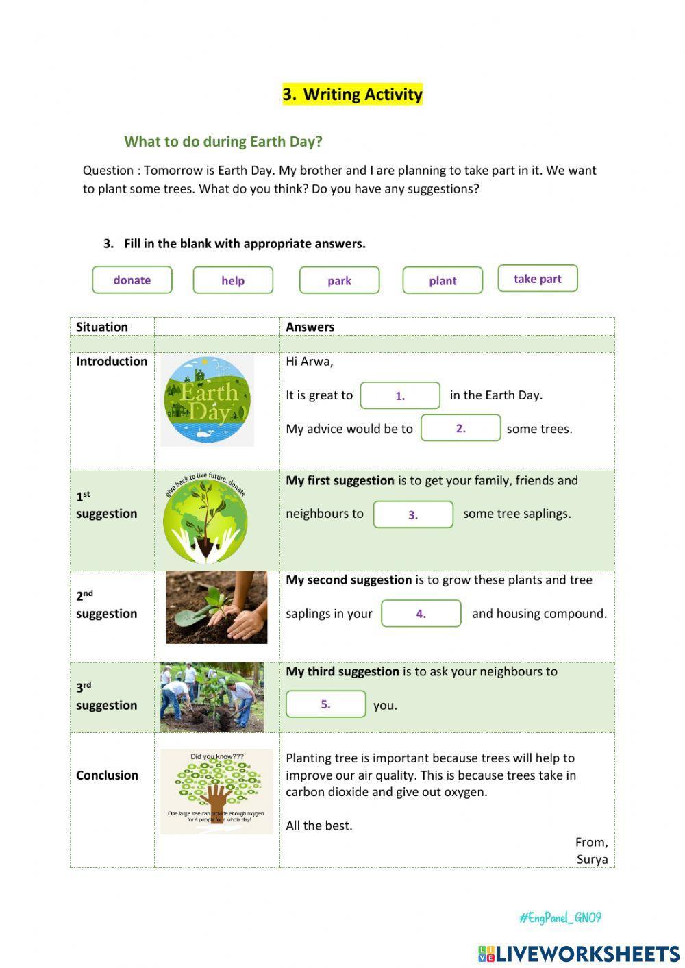 GN09 - Writing Skill - Earth Day