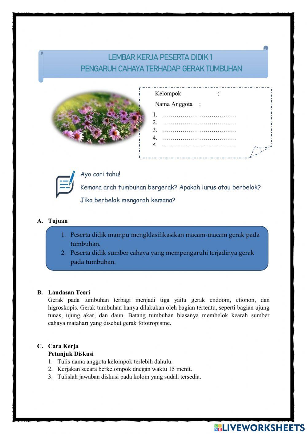 E-LKPD Gerak Pada Tumbuhan