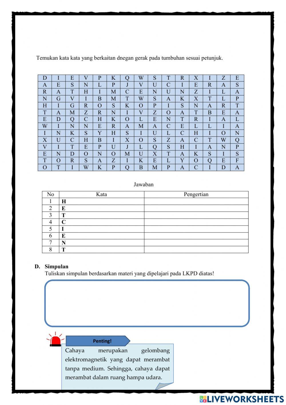 E-LKPD Gerak Pada Tumbuhan