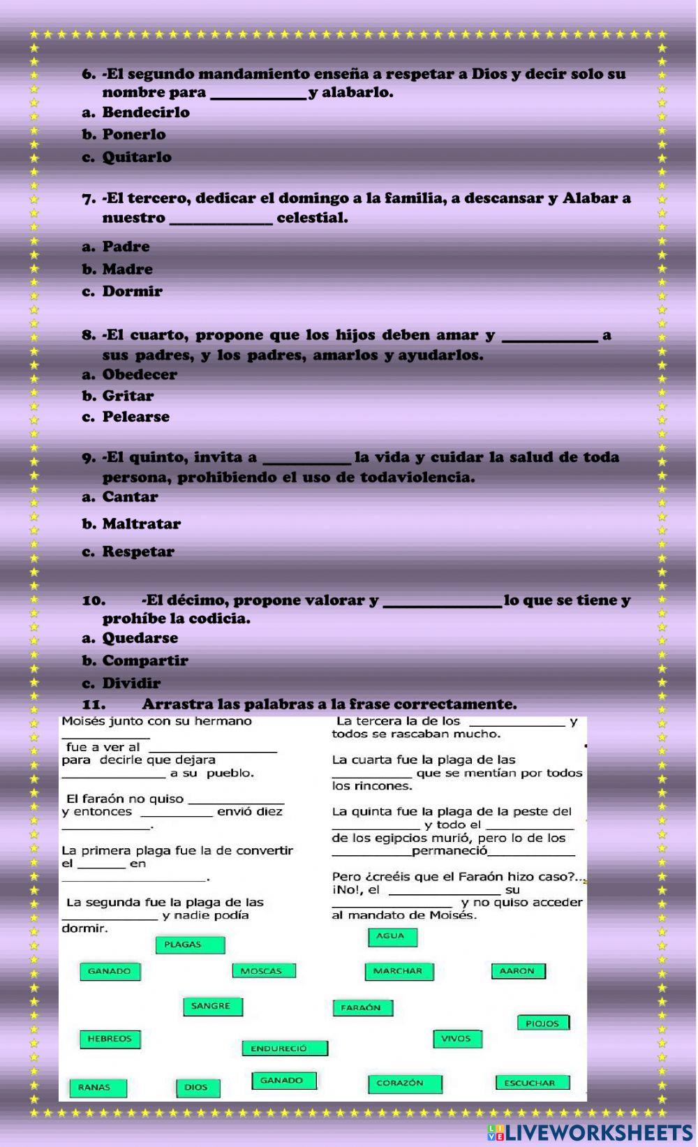 Evaluación de religión 5°