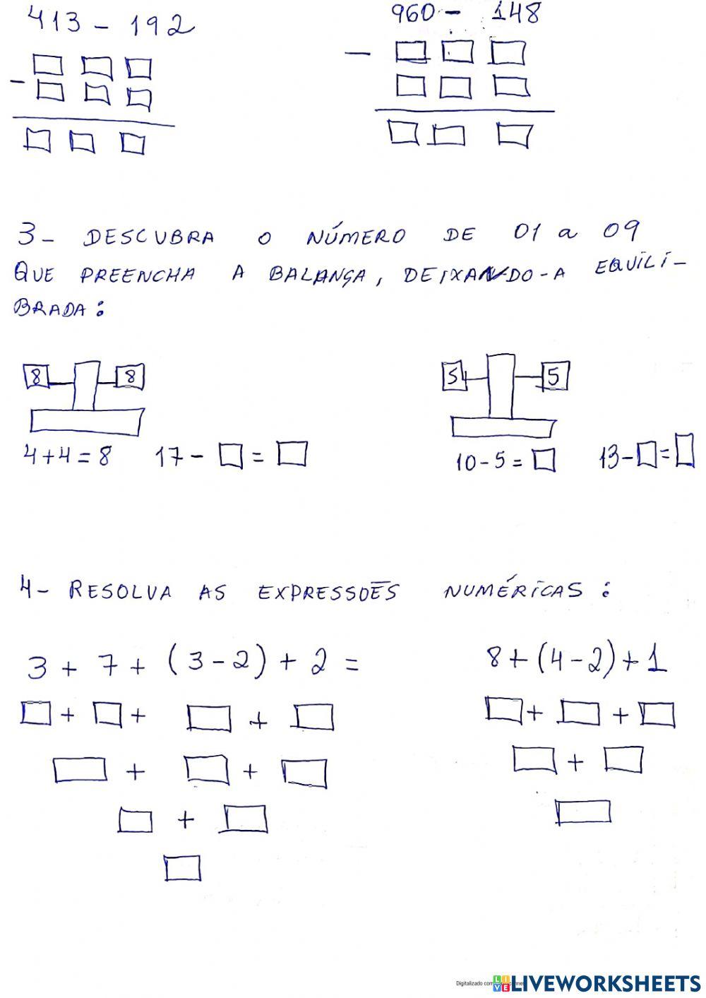 Avaliação de matemática