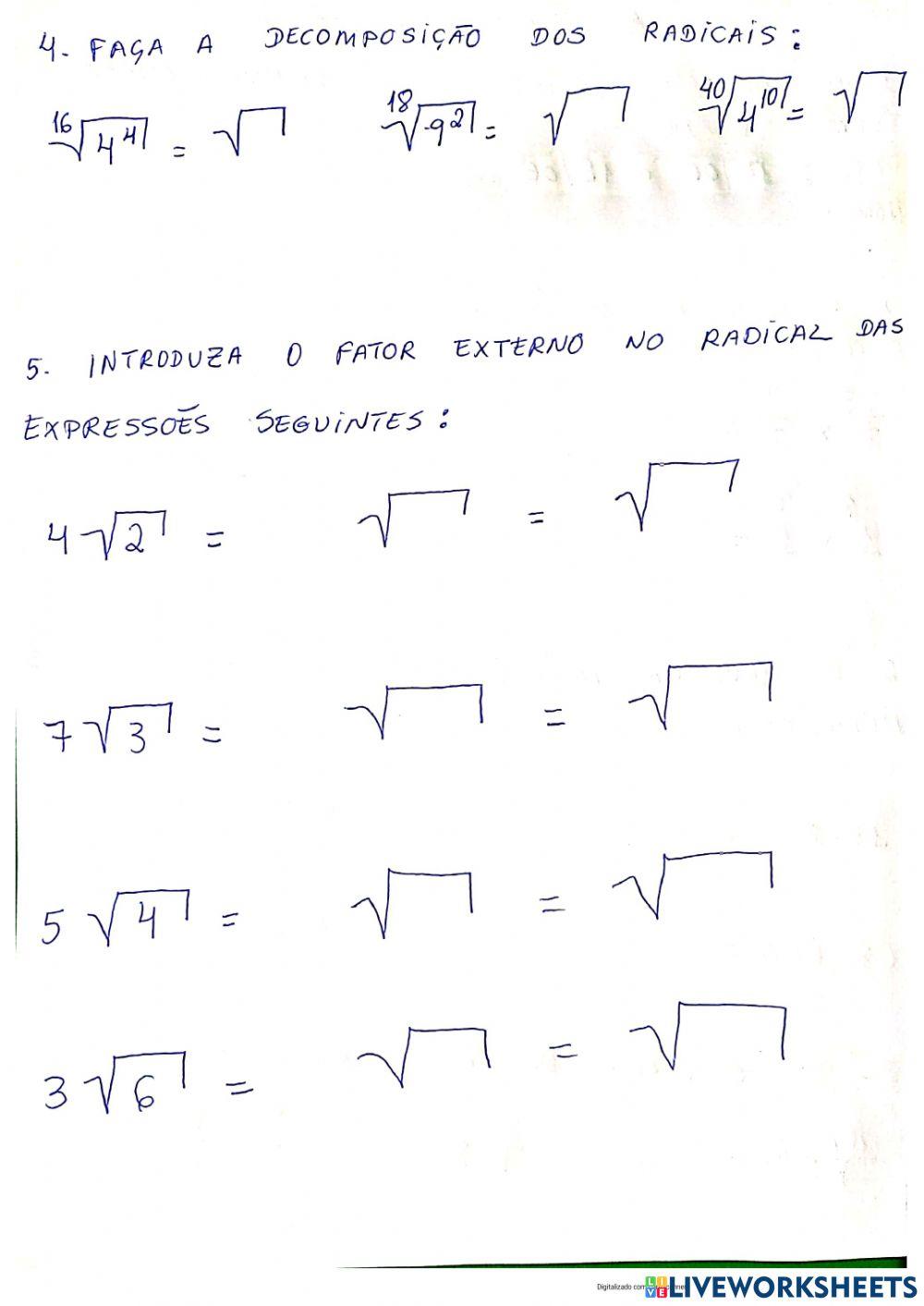 Avaliação de matemática