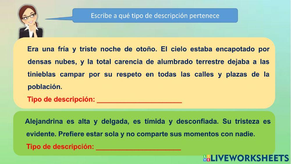 Tipos de descripción