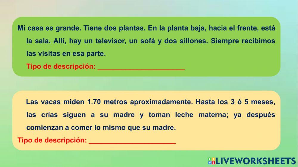 Tipos de descripción