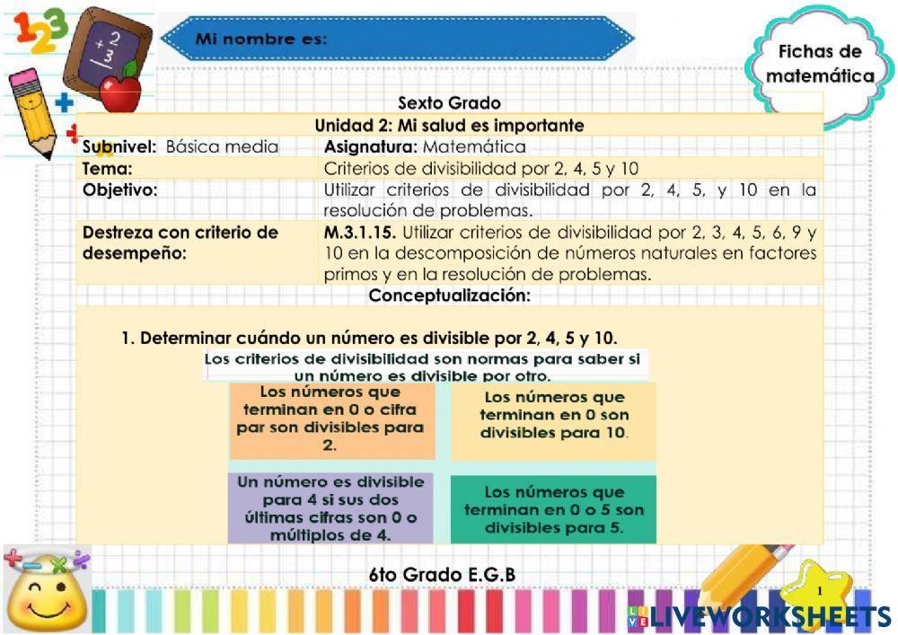 Criterios de divisibilidad por 2, 4, 5 y 10