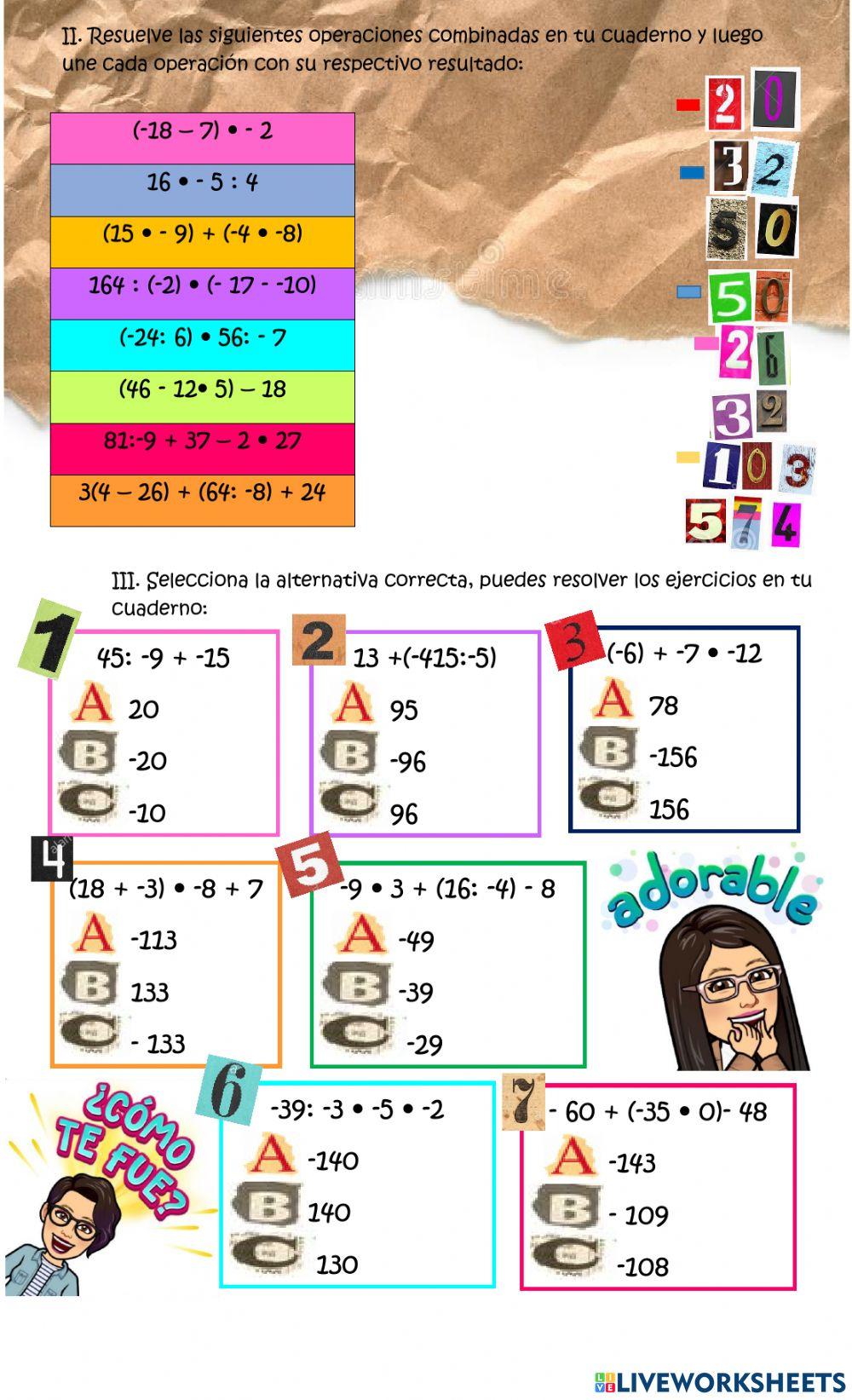 8vo-Operaciones combinadas Z