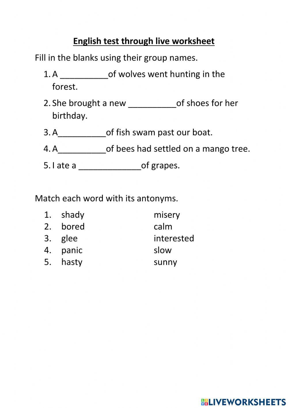 English grammar test