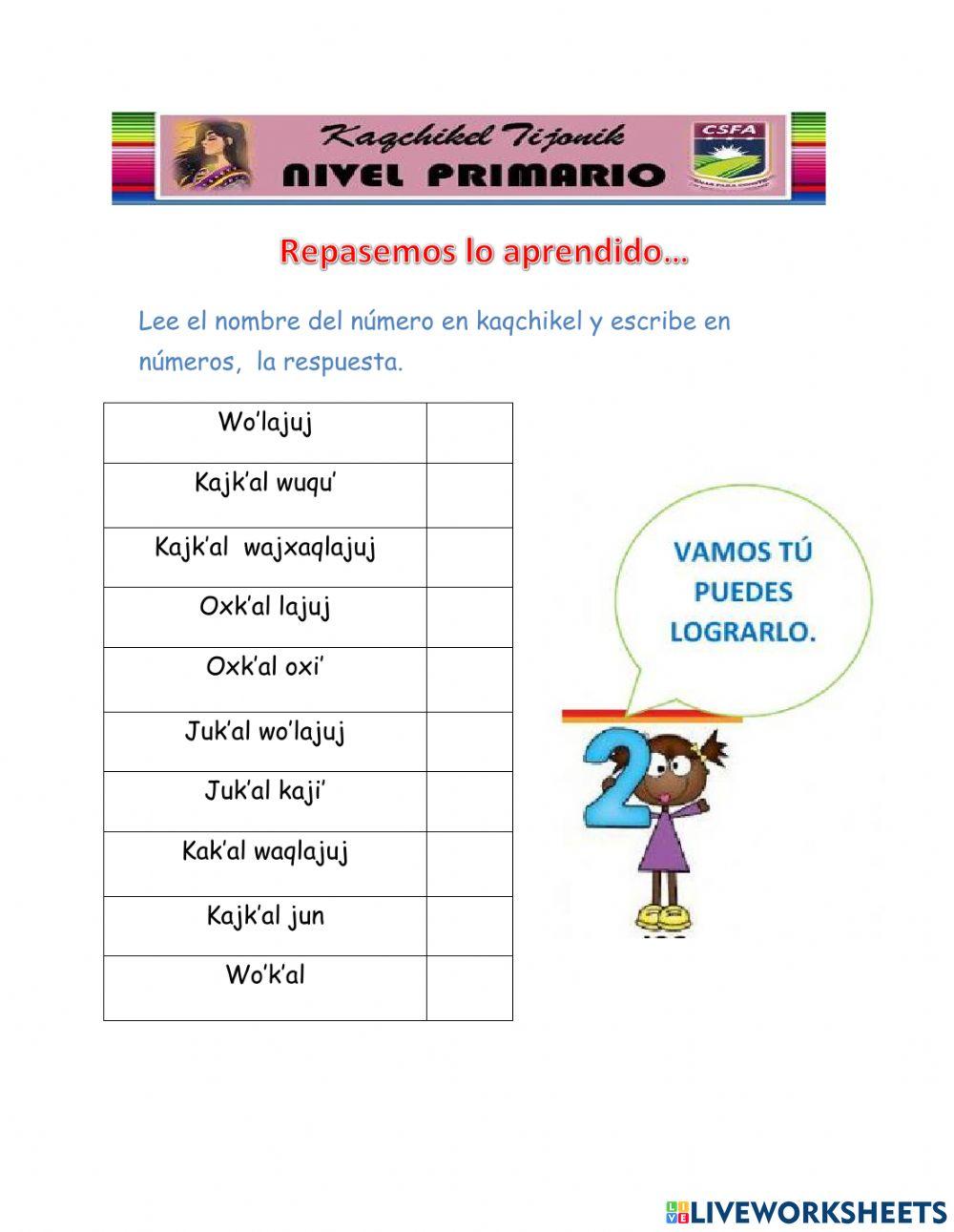 Numeros en kaqchikel