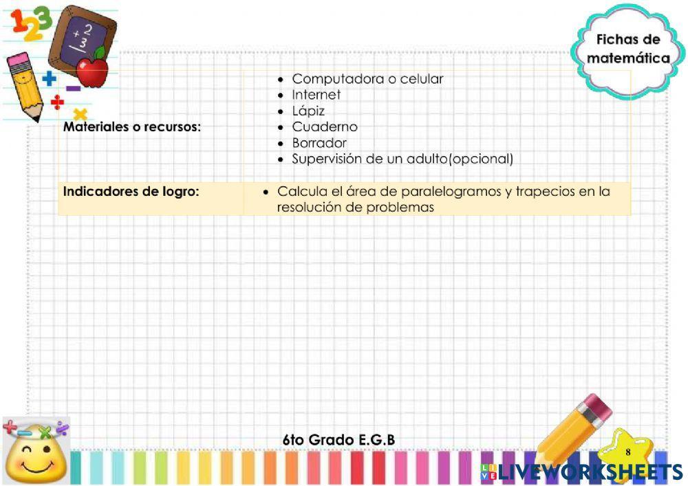Área de paralelogramos y trapecios