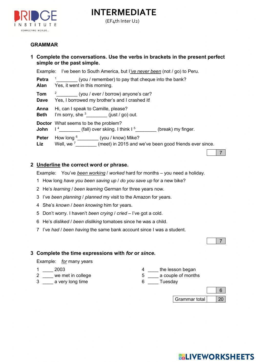 English file inter 4th unit 2