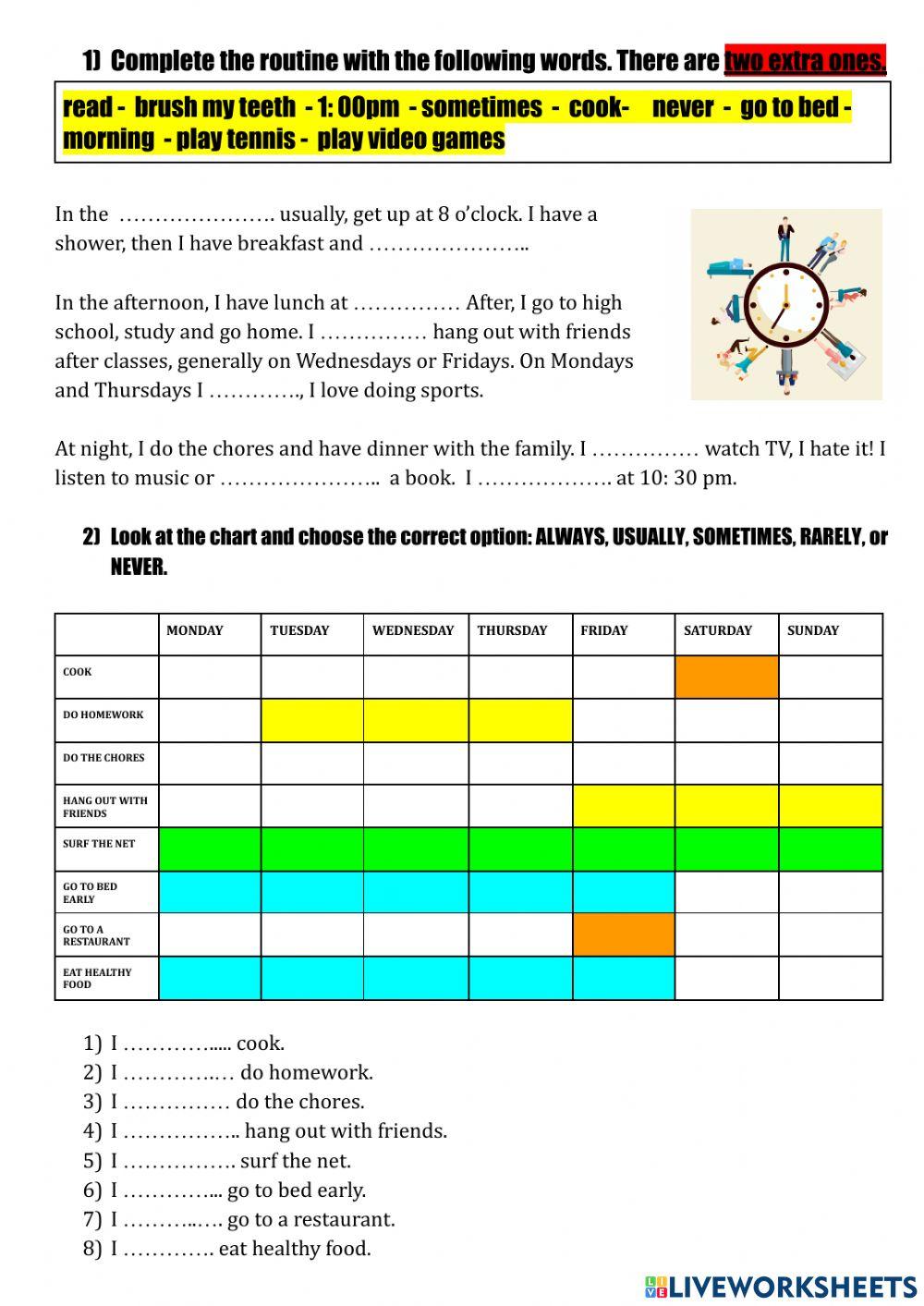 Daily Routine and Adverbs of frequency