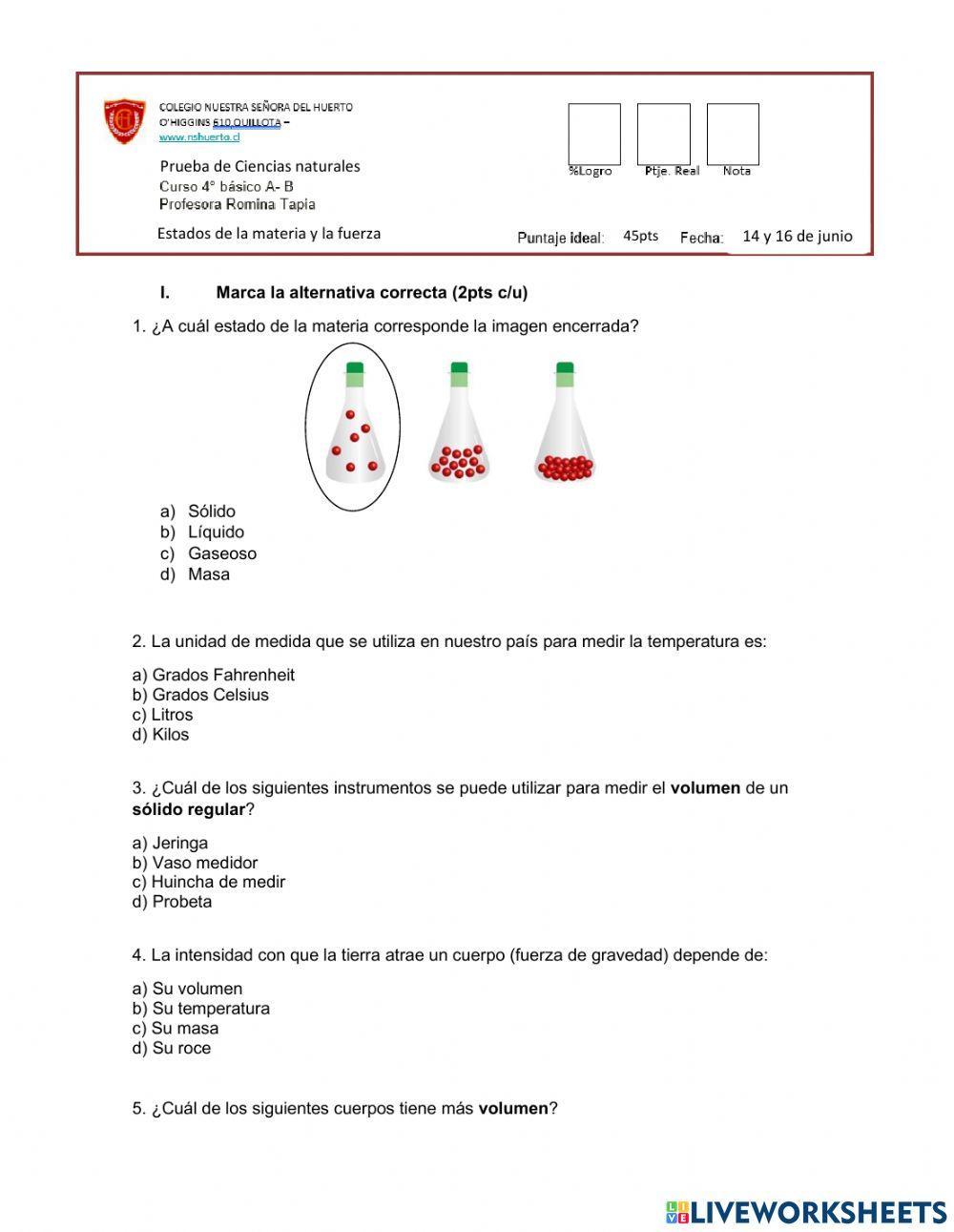 Prueba ciencias naturales