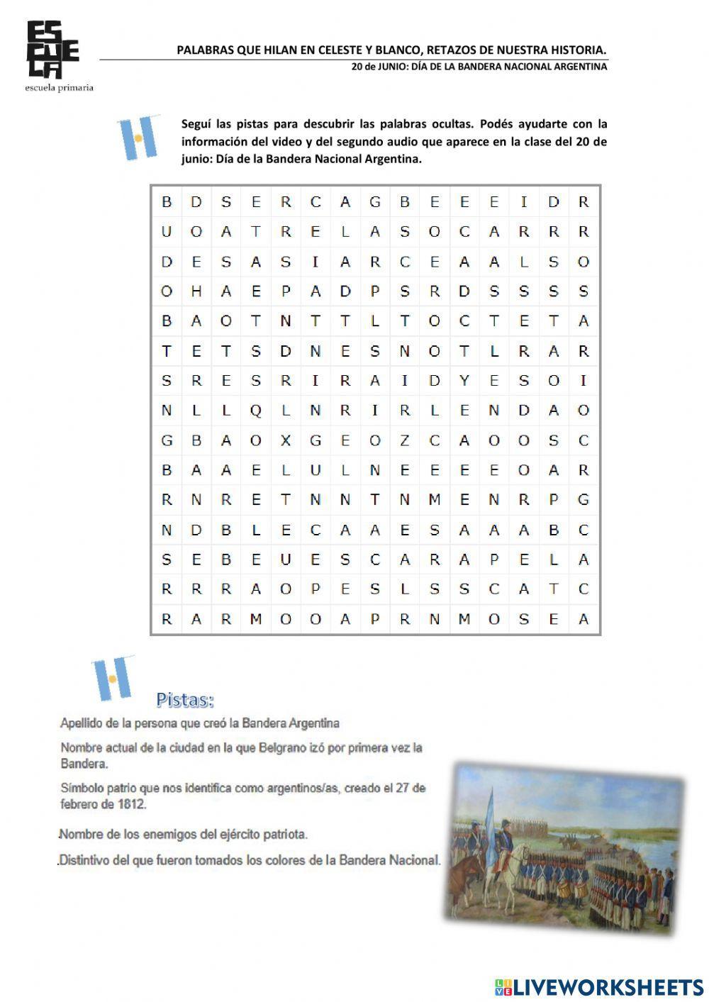 Ficha 3 Palabras que hilan en celeste y blanco, retazos de nuestra historia.