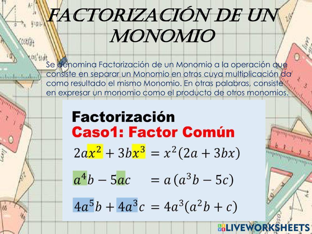 Factorización de monomios