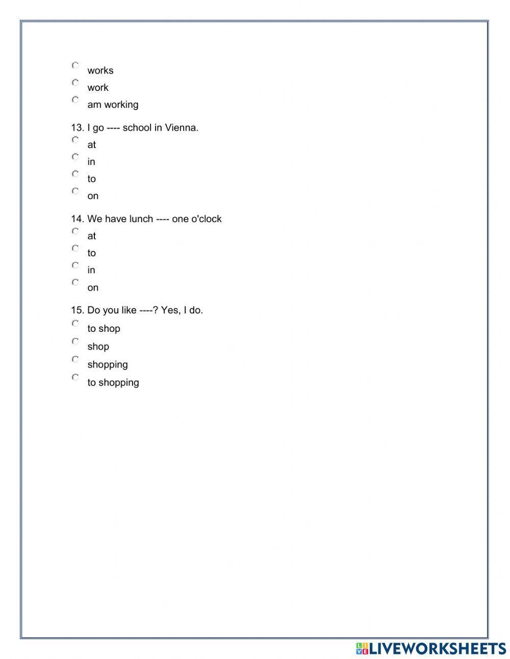Grammar quiz-pre icfes