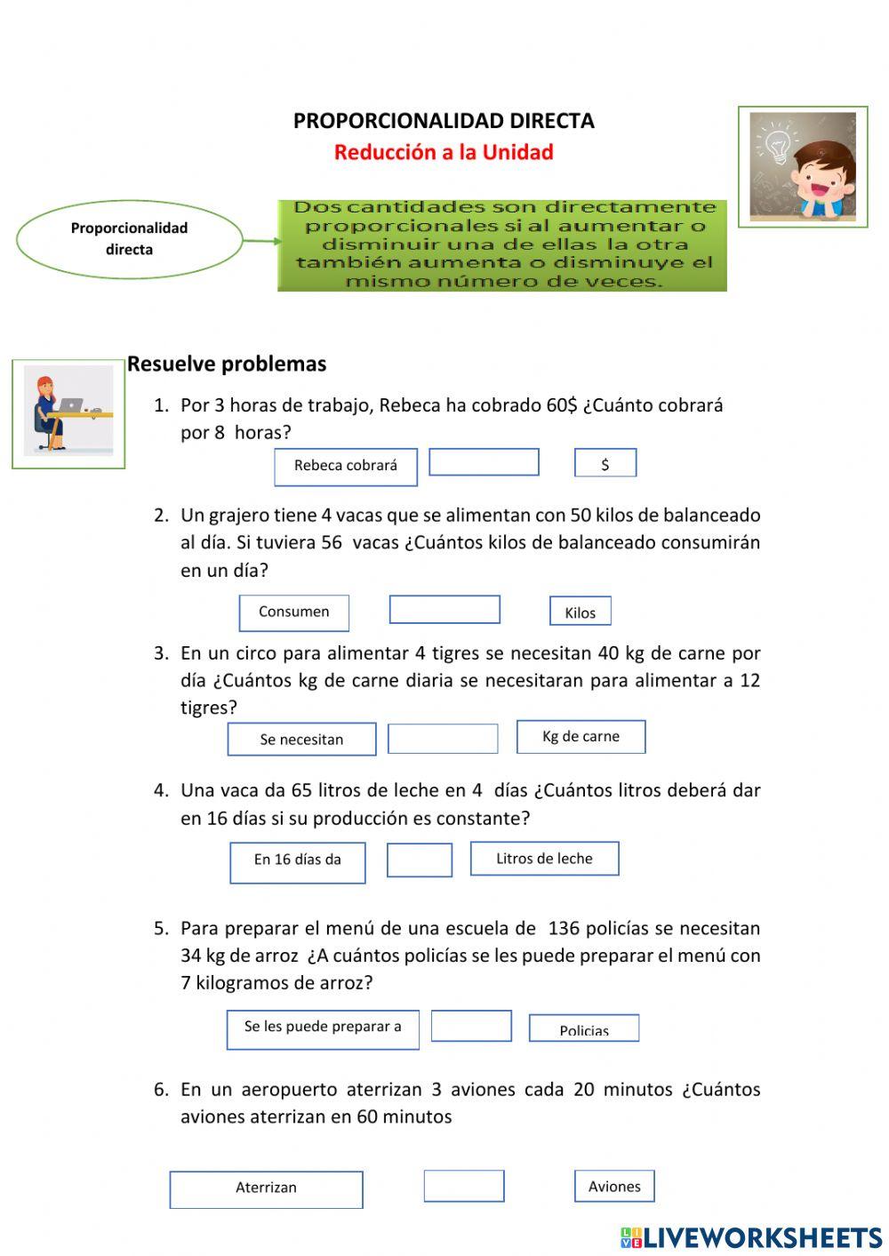 Proporcionalidad directa reducido a la unidad