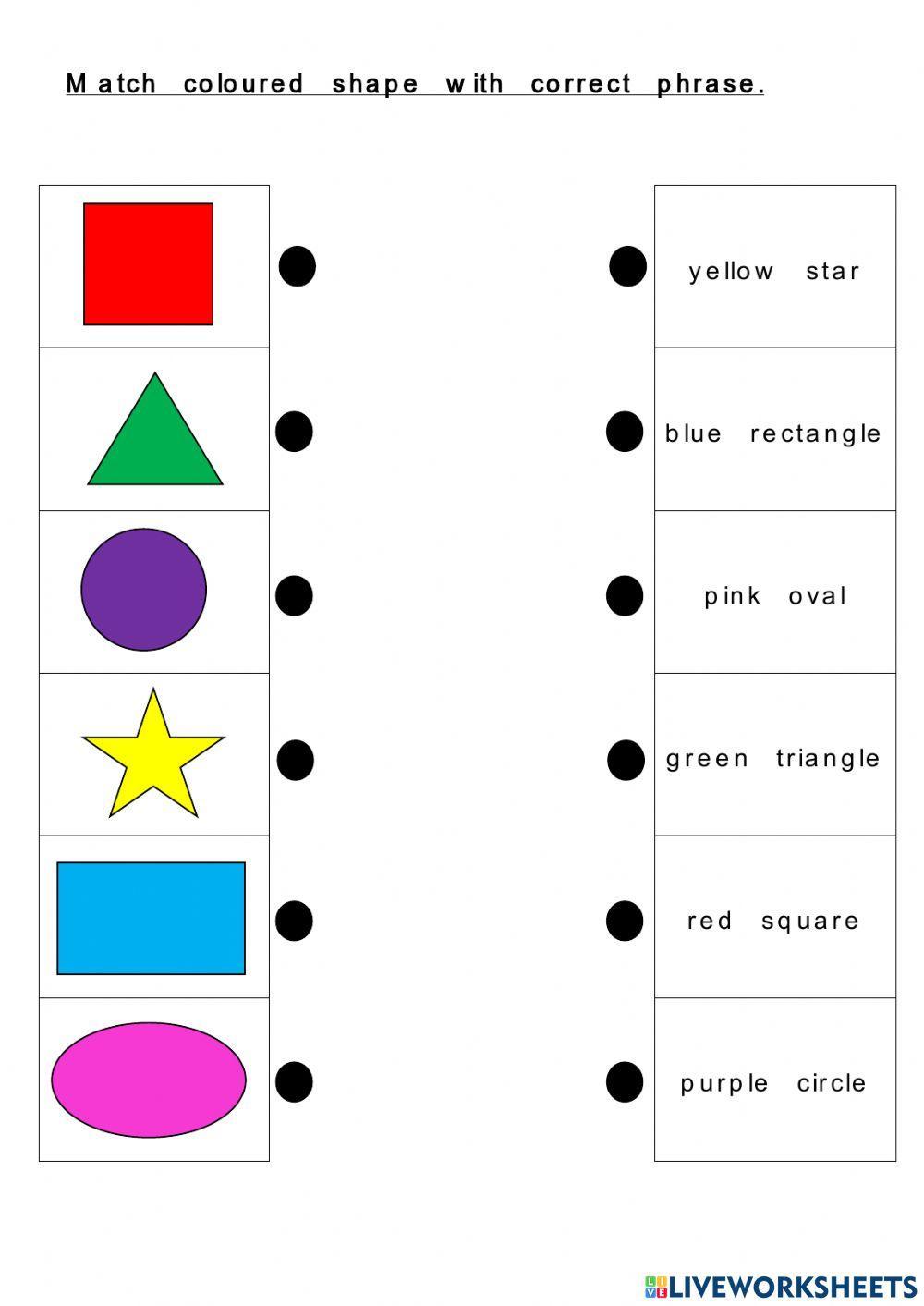 Match coloured shape with correct phrase.
