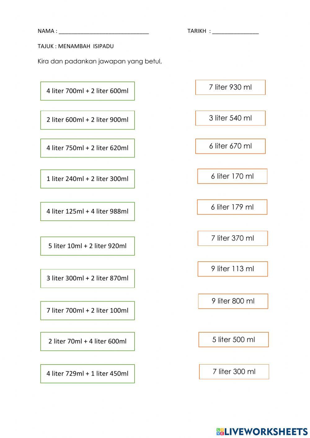 Tambah dan tolak isipadu