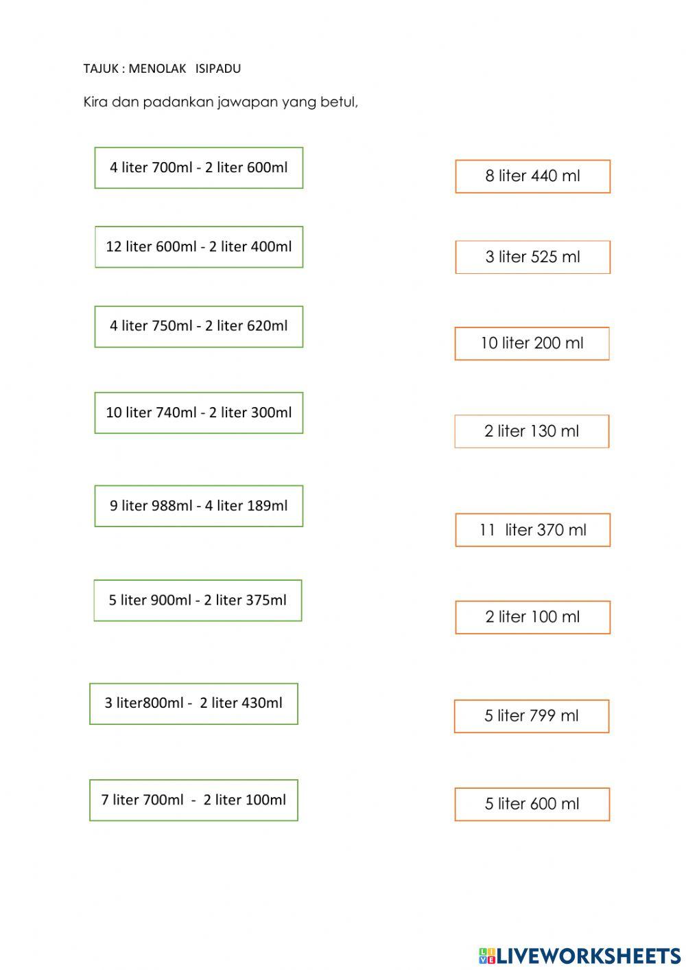 Tambah dan tolak isipadu