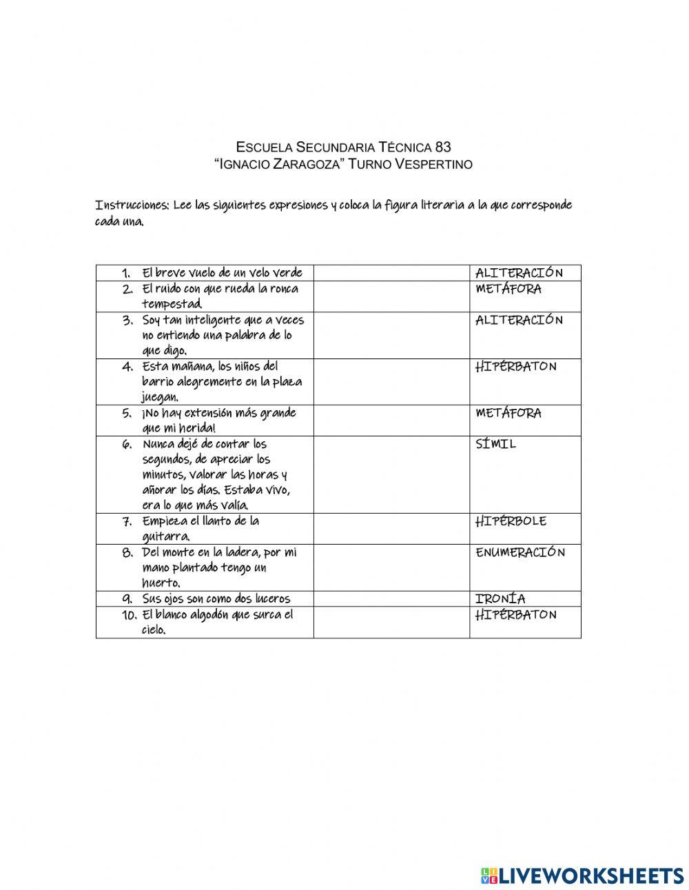 Ejercicios Figuras Literarias