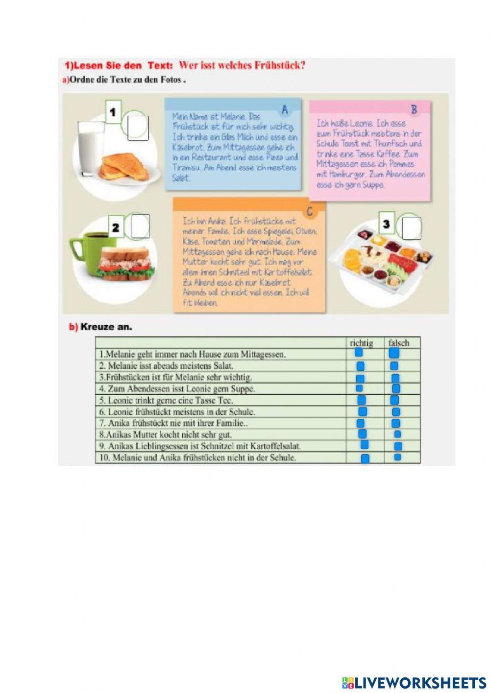 Wer isst welches Frühstück?