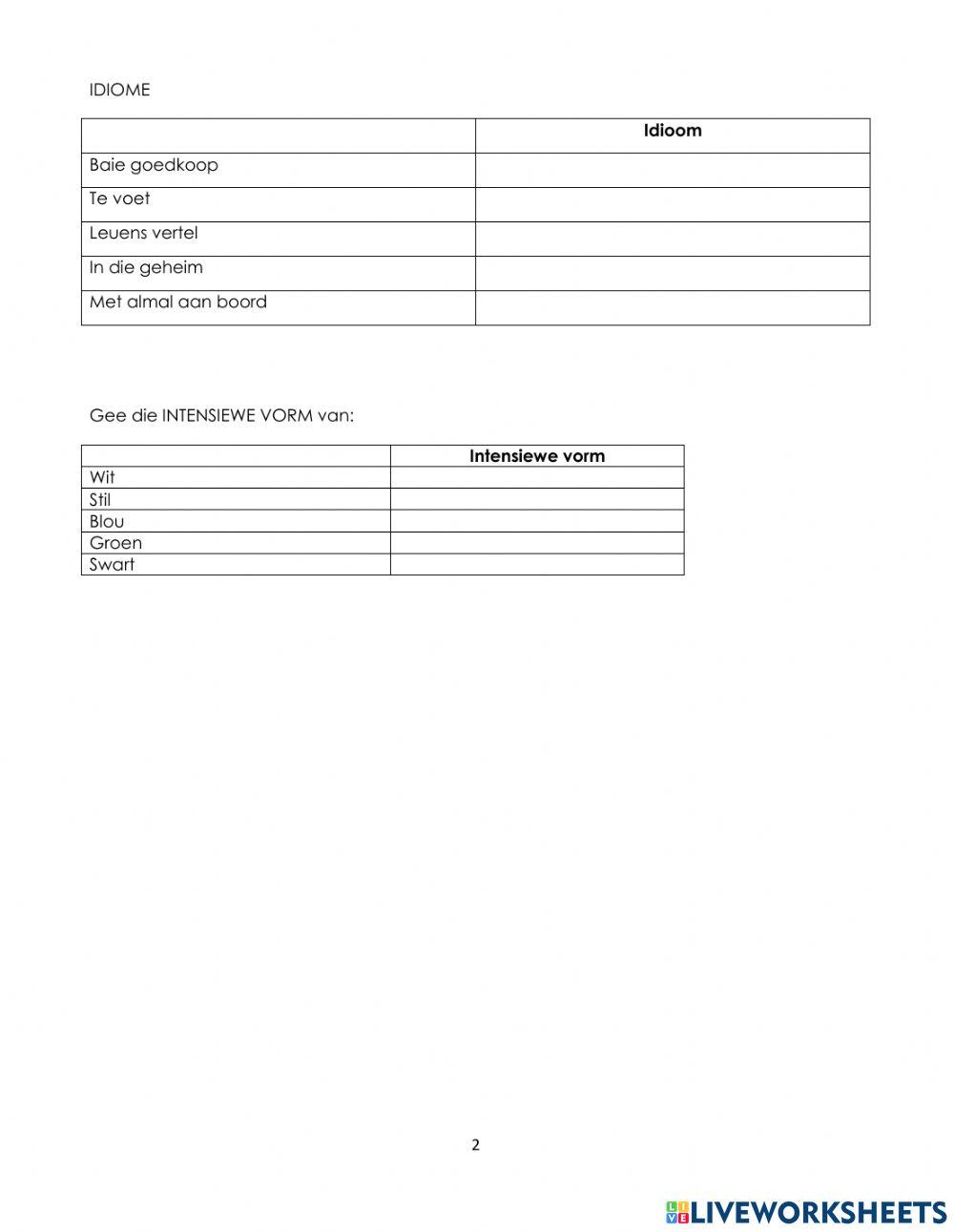 Taal hersiening Graad 4