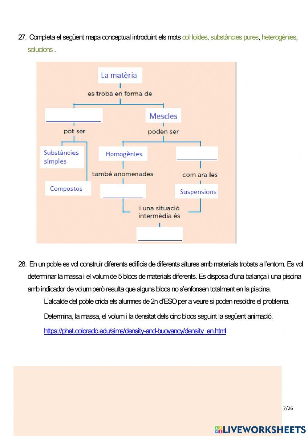 Física i química 2nESO. Recuperació Extraordinària Juny.CURS 2020-21.